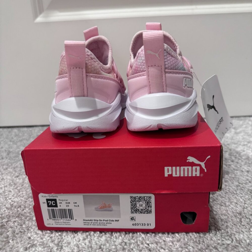 Girls Size 7 Toddler Puma Softride One4All Slip On Pink Sneakers, NWT - Picture 4 of 8
